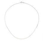PERLINEA Collier Perles de Culture d'Eau Douce Diamètre 3-4 mm Blanches - Or Blanc