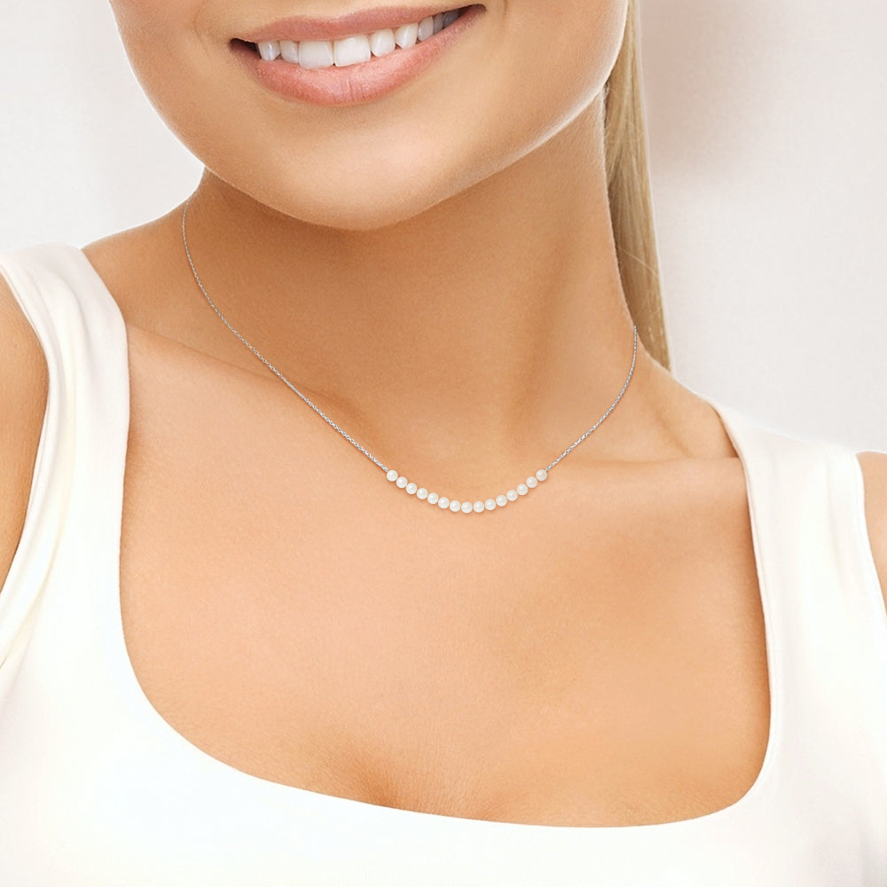 PERLINEA Collier Perles de Culture d'Eau Douce Diamètre 3-4 mm Blanches - Or Blanc