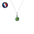 PERLINEA Pendentif  Perle de Culture d'Eau Douce Bouton Diamètre 6-7 mm Vert Intense - Or Blanc