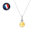PERLINEA Pendentif  Perle de Culture d'Eau Douce Bouton Diamètre 6-7 mm Gold - Or Blanc