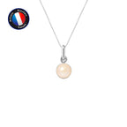 PERLINEA Pendentif  Perle de Culture d'Eau Douce- Bouton Diamètre 6-7 mm Rose - Or Blanc