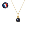 PERLINEA Pendentif  Perle de Culture d'Eau Douce Bouton Diamètre 6-7 mm Black Tahiti - Or Jaune