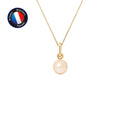 PERLINEA Pendentif Perle de Culture d'Eau Douce Bouton Diamètre 6-7 mm Rose - Or Jaune
