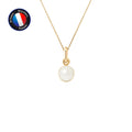 PERLINEA Pendentif Perle de Culture d'Eau Douce Bouton Diamètre 6-7 mm Blanche - Or Jaune
