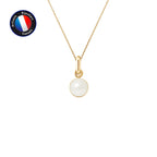 PERLINEA Pendentif Perle de Culture d'Eau Douce Bouton Diamètre 6-7 mm Blanche - Or Jaune