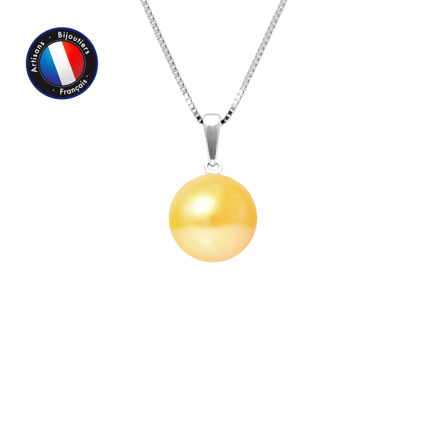 PERLINEA Pendentif Perle de Culture d'Eau Douce Diamètre 9-10 mm Gold - Or Blanc