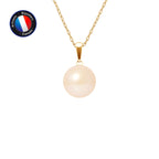 PERLINEA Pendentif Perle de Culture d'Eau Douce Bouton Diamètre 9-10 mm Rose - Or Jaune