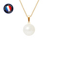 PERLINEA Pendentif Perle de Culture d'Eau Douce Bouton Diamètre 9-10 mm Blanche - Or Jaune