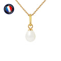 PERLINEA Pendentif Perle de Culture d'Eau Douce  Diamètre 5-6 mm Blanche - Or Jaune