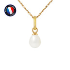 PERLINEA Pendentif Perle de Culture d'Eau Douce  Diamètre 5-6 mm Blanche - Or Jaune