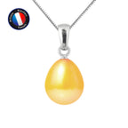 PERLINEA Pendentif Perle de Culture d'Eau Douce Bouton Diamètre 9-10 mm Gold - Or Blanc