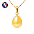 PERLINEA Pendentif Perle de Culture d'Eau Douce Bouton Diamètre 9-10 mm Gold - Or Jaune