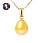 PERLINEA Pendentif Perle de Culture d'Eau Douce Bouton Diamètre 9-10 mm Gold - Or Jaune
