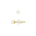 PERLINEA Boucles d'Oreilles Perles de Culture Bouton Diamètre 4-5 mm Blanches - Or Jaune
