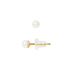 PERLINEA Boucles d'Oreilles Perles de Culture Bouton Diamètre 4-5 mm Blanches - Or Jaune
