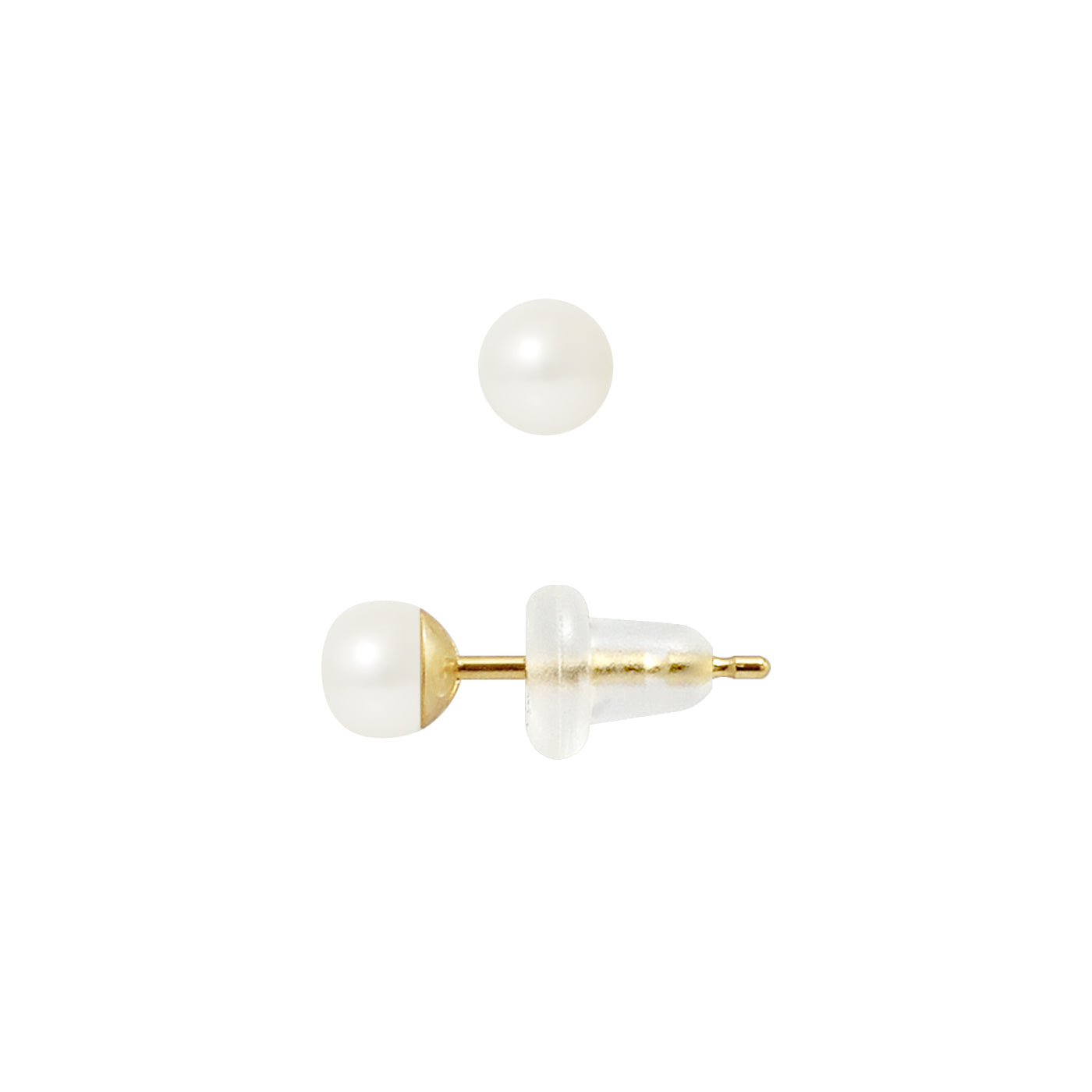 PERLINEA Boucles d'Oreilles Perles de Culture Diamètre 4-5 mm Blanches - Or Jaune