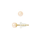 PERLINEA Boucles d'Oreilles Perles de Culture d'Eau Douce Bouton Diamètre 4-5 mm Roses - Or Jaune