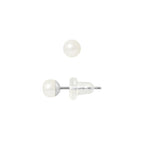 PERLINEA Boucles d'Oreilles Perles de Culture Bouton Diamètre 4-5 mm Blanches - Or Blanc