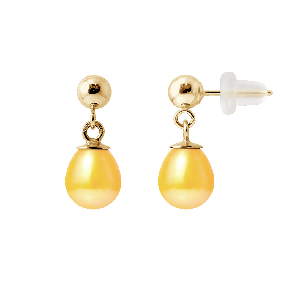 PERLINEA Boucles d'Oreilles Perles de Culture Poire Diamètre 6-7 mm Gold - Or Jaune