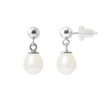 PERLINEA Boucles d'Oreilles Perles de Culture Poire Diamètre 6-7 mm Blanches - Or Blanc