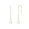 PERLINEA Boucles d'Oreilles Perles de Culture Poire Diamètre 8-9 mm Blanches -  Or Jaune