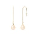 PERLINEA Boucles d'Oreilles Perles de Culture Poire Diamètre 8-9 mm Roses - Or Jaune