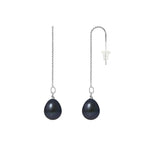 PERLINEA Boucles d'Oreilles Perles de Culture Diamètre 8-9 mm Black Tahiti - Or Blanc