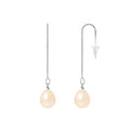 PERLINEA Boucles d'Oreilles Pendantes Perles de Culture Diamètre 8-9 mm Roses - Or Blanc