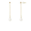 PERLINEA Boucles d'Oreilles Perles de Culture Poire Diamètre 7-8 mm Blanches - Or Jaune