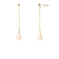 PERLINEA Boucles d'Oreilles Perles de Culture Poire Diamètre 7-8 mm Roses - Or Jaune