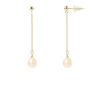 PERLINEA Boucles d'Oreilles Perles de Culture Poire Diamètre 7-8 mm Roses - Or Jaune