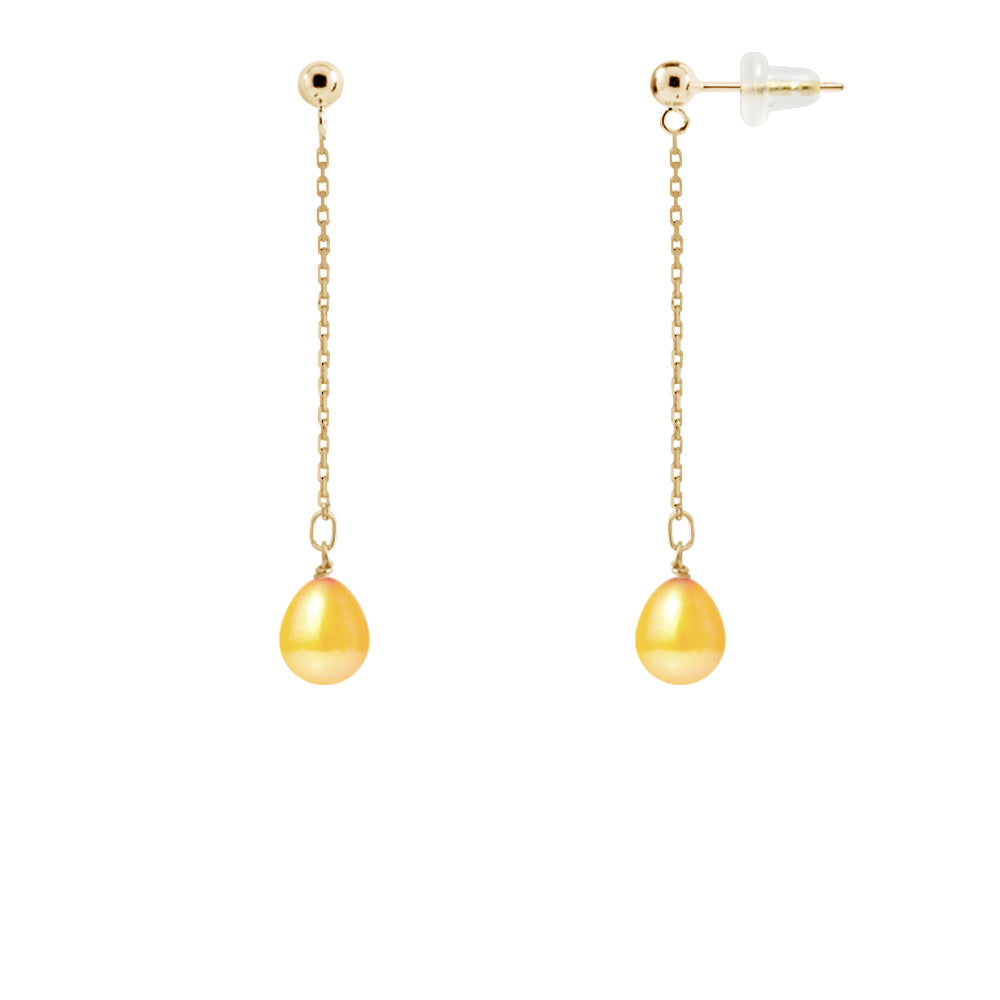 PERLINEA Boucles d'Oreille Perles de Culture Poire Diamètre 7-8 mm Gold - Or Jaune