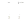 PERLINEA Boucles d'Oreilles Perles de Culture Poire Diamètre 7-8 mm Blanches - Or Blanc