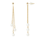 PERLINEA Boucles d'Oreilles Perles de Culture Poire Diamètre 5-6 mm Blanches - Or Jaune
