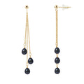 PERLINEA Boucles d'Oreilles Perles de Culture Poire Diamètre 5-6 mm Black Tahiti - Or Jaune