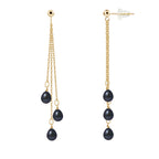 PERLINEA Boucles d'Oreilles Perles de Culture Poire Diamètre 5-6 mm Black Tahiti - Or Jaune