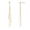 PERLINEA- Boucle d'Oreilles- Perles de Culture d'Eau Douce- Poire Diamètre 5-6 mm Rose- Bijou Femme- OrJaune