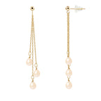 PERLINEA- Boucle d'Oreilles- Perles de Culture d'Eau Douce- Poire Diamètre 5-6 mm Rose- Bijou Femme- OrJaune