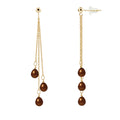 PERLINEA Boucles d'Oreilles Perles de Culture Poire Diamètre 5-6 mm Chocolat - Or Jaune