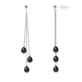 PERLINEA Boucles d'Oreilles Perles de Culture Poire Diamètre 5-6 mm Black Tahiti  Or Blanc