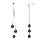 PERLINEA Boucles d'Oreilles Perles de Culture Poire Diamètre 5-6 mm Black Tahiti  Or Blanc