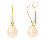 PERLINEA Boucles d'Oreilles Perles de Culture Poire Diamètre 9-10 mm Roses - Or Jaune