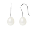 PERLINEA Boucles d'Oreilles Perles de Culture Diamètre 7-8 mm Blanches - Or Blanc