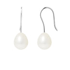 PERLINEA Boucles d'Oreilles Perles de Culture Diamètre 7-8 mm Blanches - Or Blanc