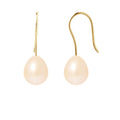 PERLINEA Boucles d'Oreilles Perles de Culture Poire Diamètre 7-8 mm Roses - Or Jaune