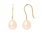 PERLINEA Boucles d'Oreilles Perles de Culture Poire Diamètre 7-8 mm Roses - Or Jaune