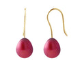 PERLINEA Boucles d'Oreilles Perles de Culture Diamètre 7-8 mm Rouge Cerise - Or Jaune