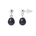 PERLINEA Boucles d'Oreilles Perles de Culture Poire Diamètre 6-7 mm Black Tahiti - Or Blanc