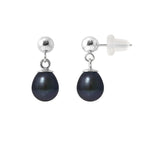 PERLINEA Boucles d'Oreilles Perles de Culture Poire Diamètre 6-7 mm Black Tahiti - Or Blanc