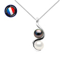 PERLINEA Collier Perle d'Eau Douce Blanche Perle de Tahiti Ronde 8-9 mm - Argent 925 Millièmes
